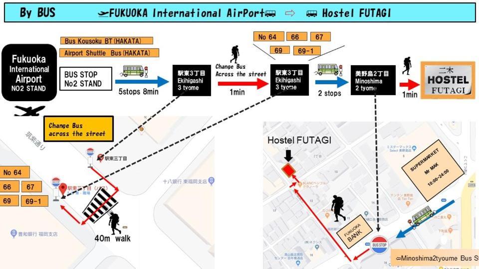 ホステル二木 Hostel Futagi ゲストハウス Φουκουόκα Εξωτερικό φωτογραφία